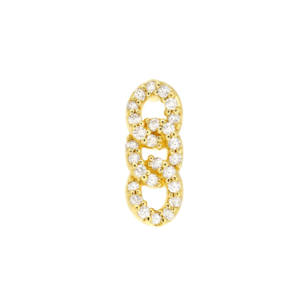 Diamond Triple Link Earrings 14K Yellow Gold
