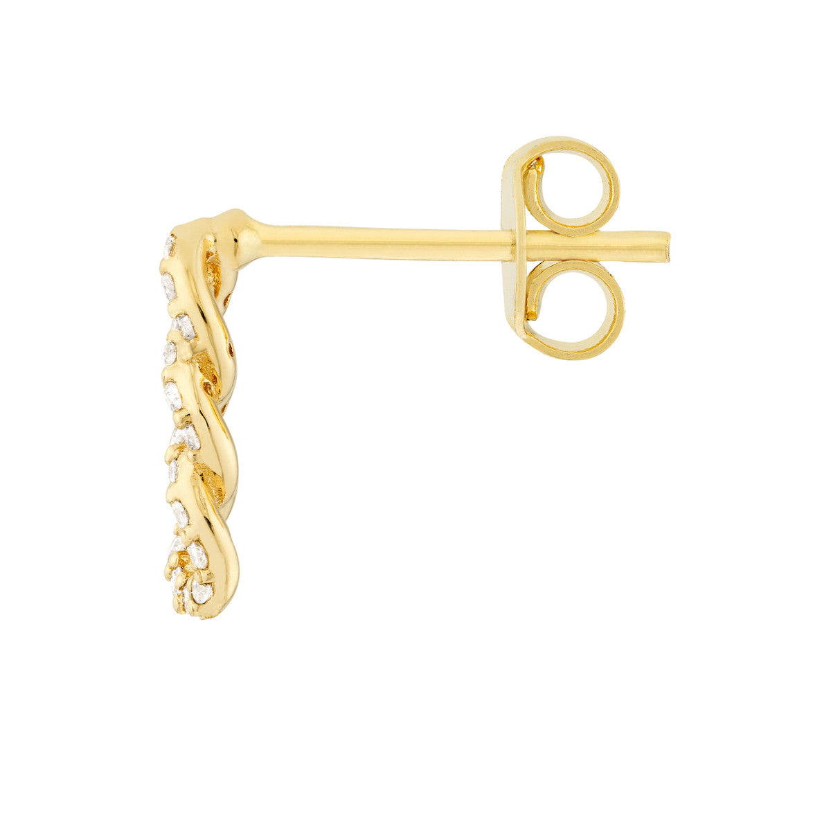 Diamond Triple Link Earrings 14K Yellow Gold