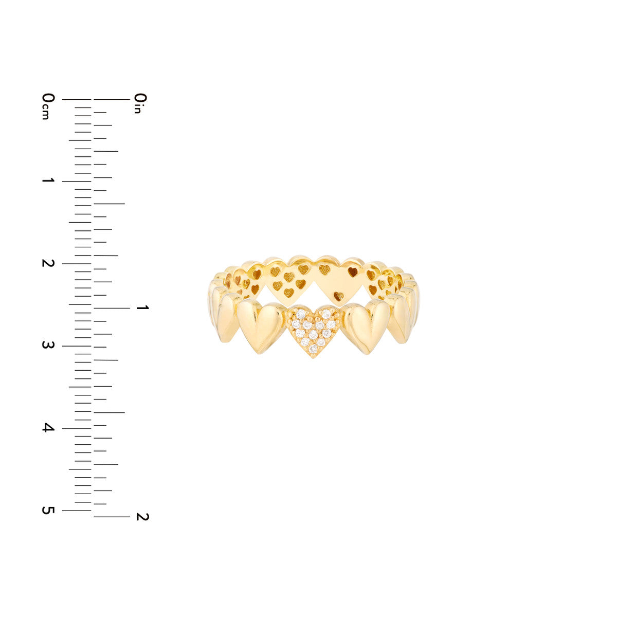 Side by Side Heart Ring 14K Yellow Gold