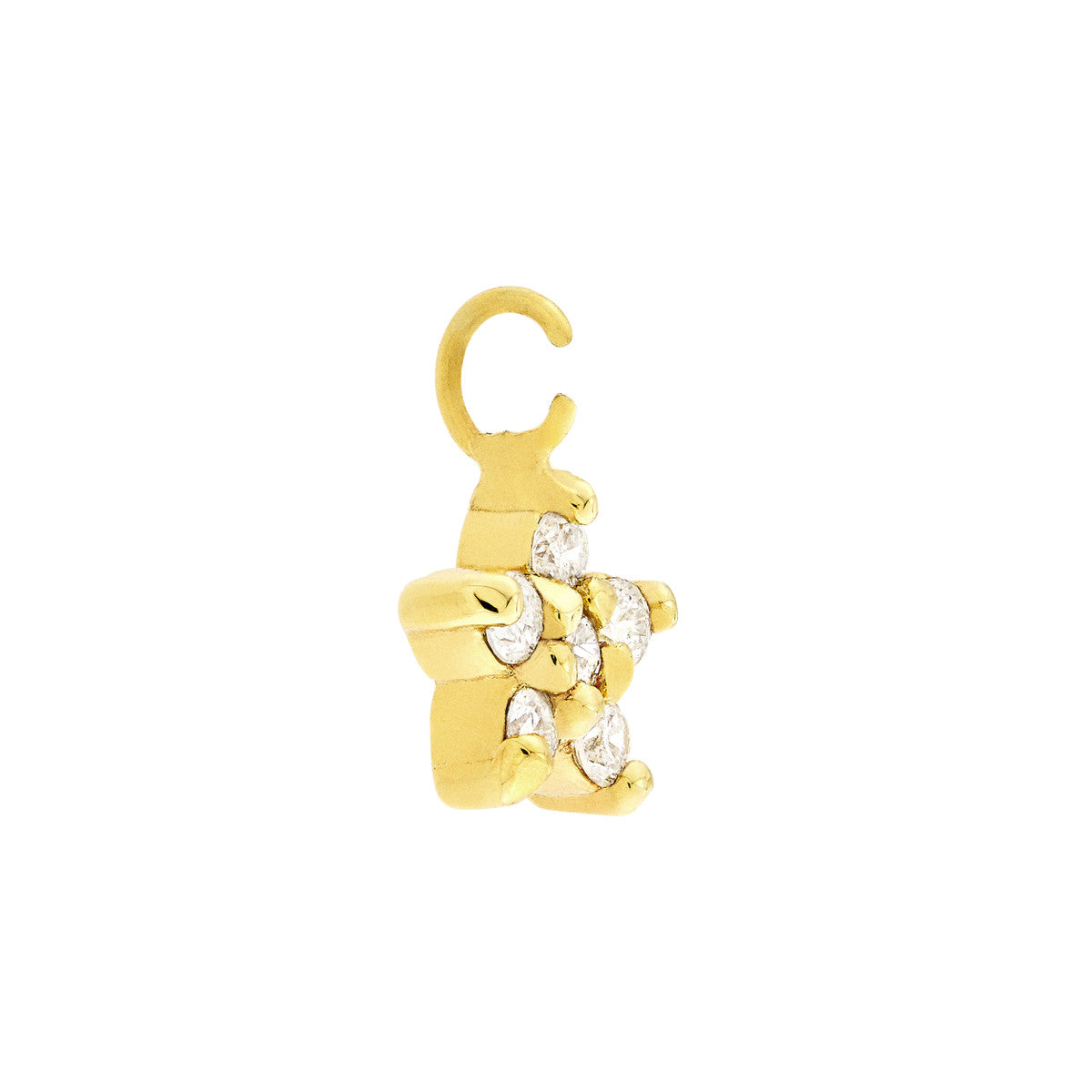 Diamond Star Spool Charm 14K Yellow Gold