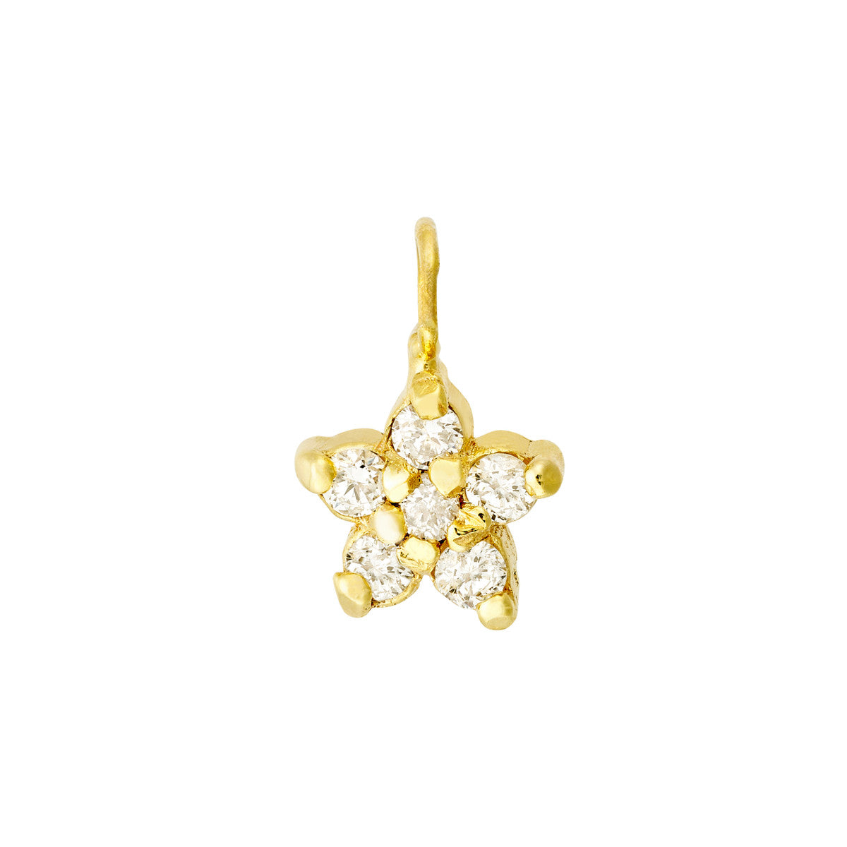Diamond Star Spool Charm 14K Yellow Gold