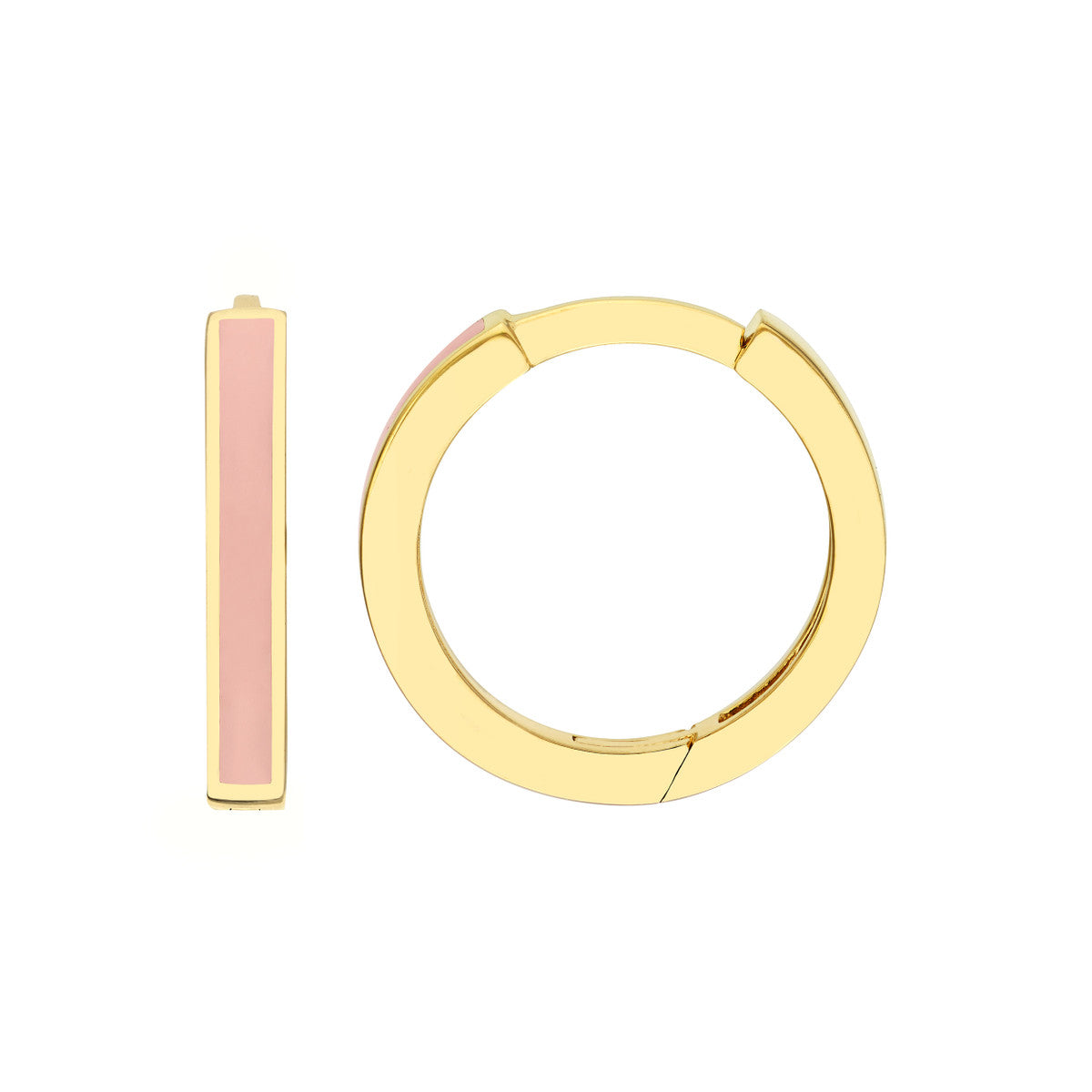 Enamel Huggies 14K Yellow Gold