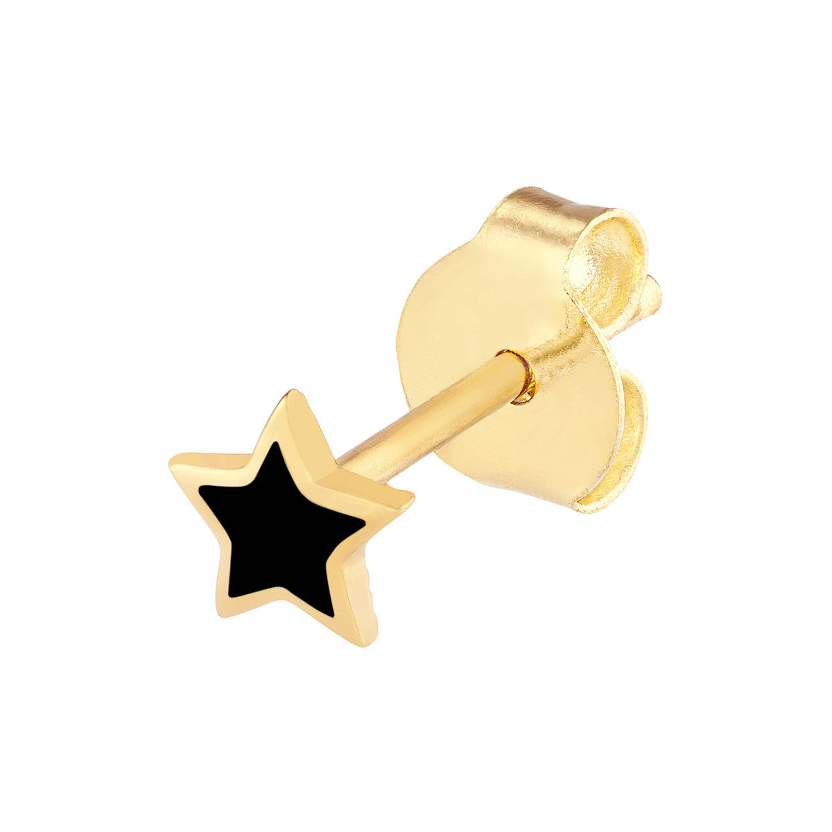 Enamel Star Stud Earrings 14K Yellow Gold