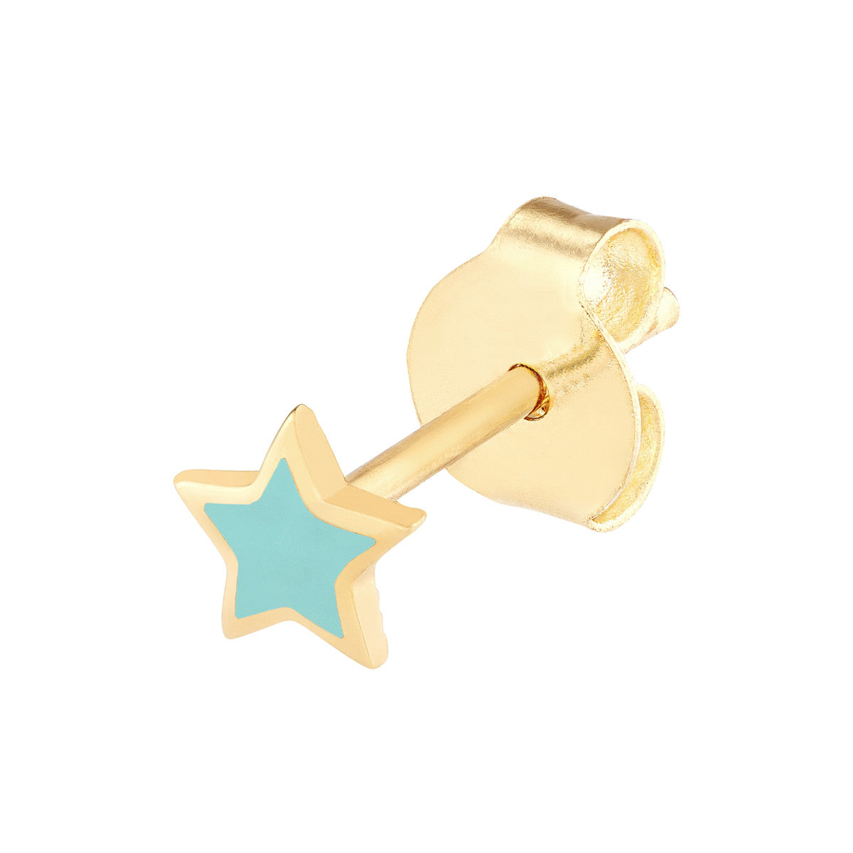 Enamel Star Stud Earrings 14K Yellow Gold