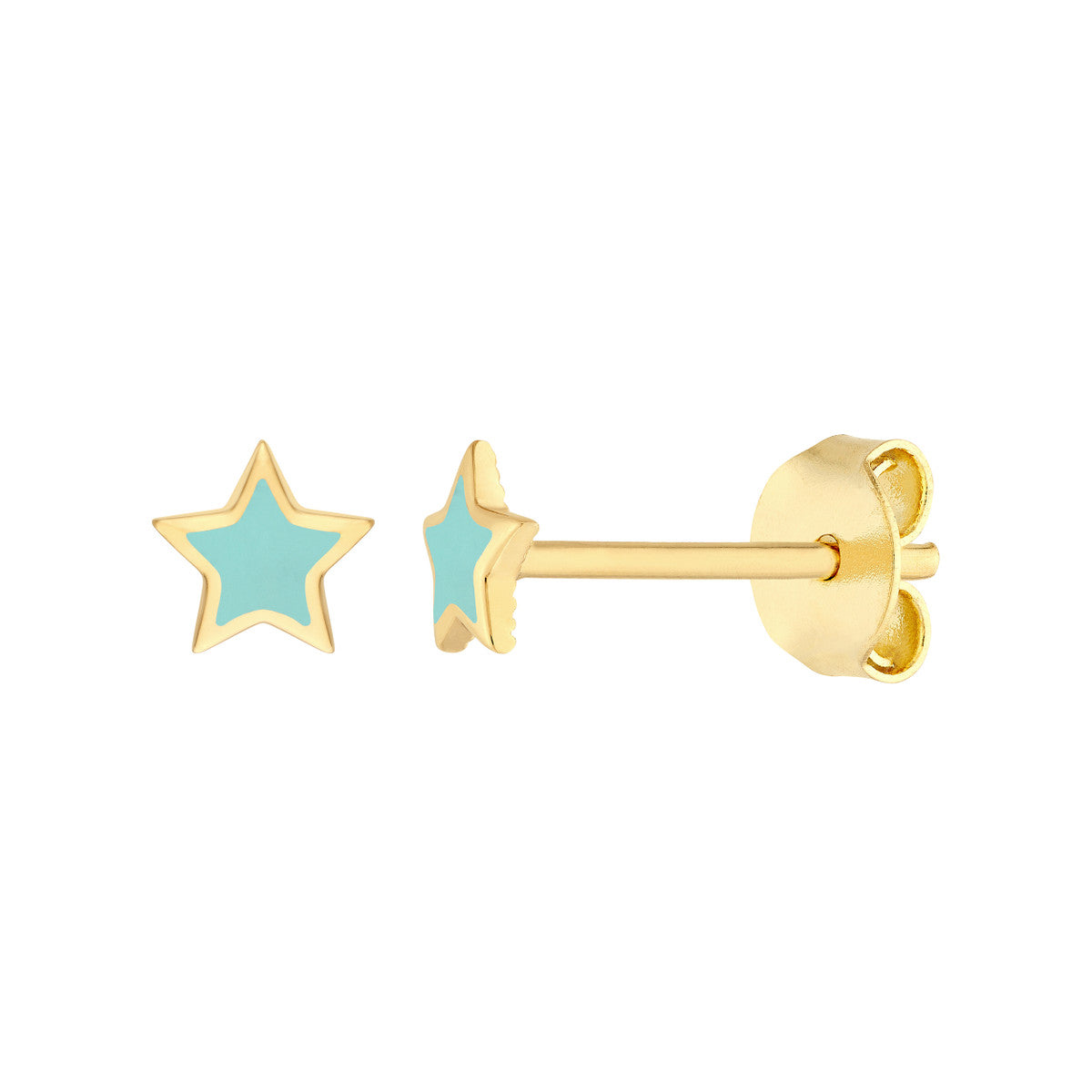 Enamel Star Stud Earrings 14K Yellow Gold
