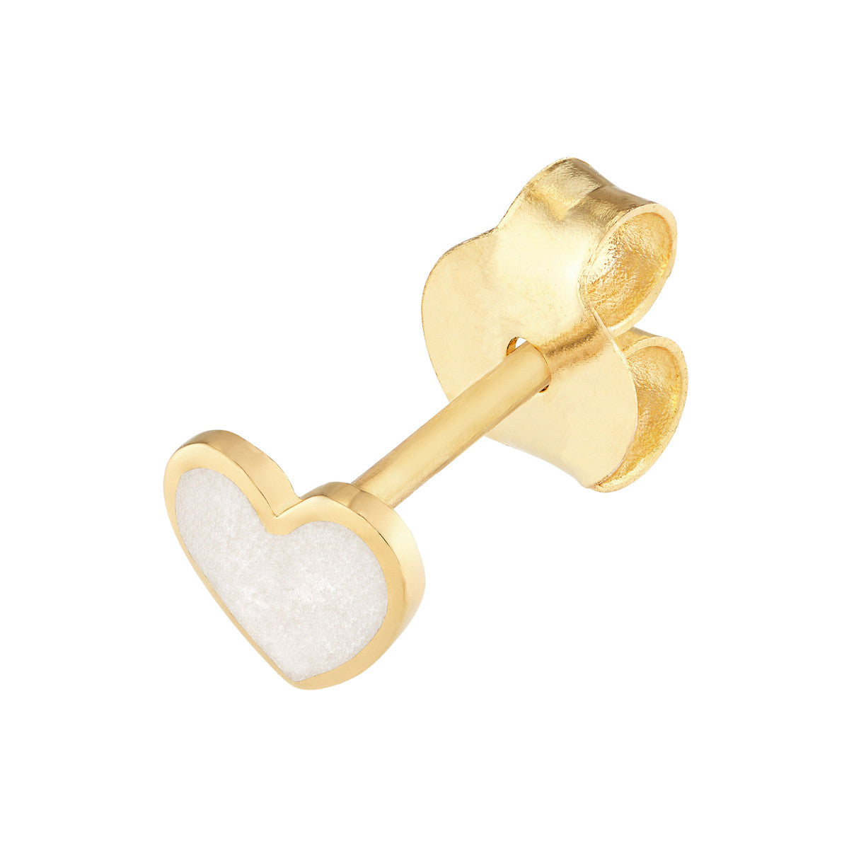 Enamel Heart Stud Earrings 14K Yellow Gold