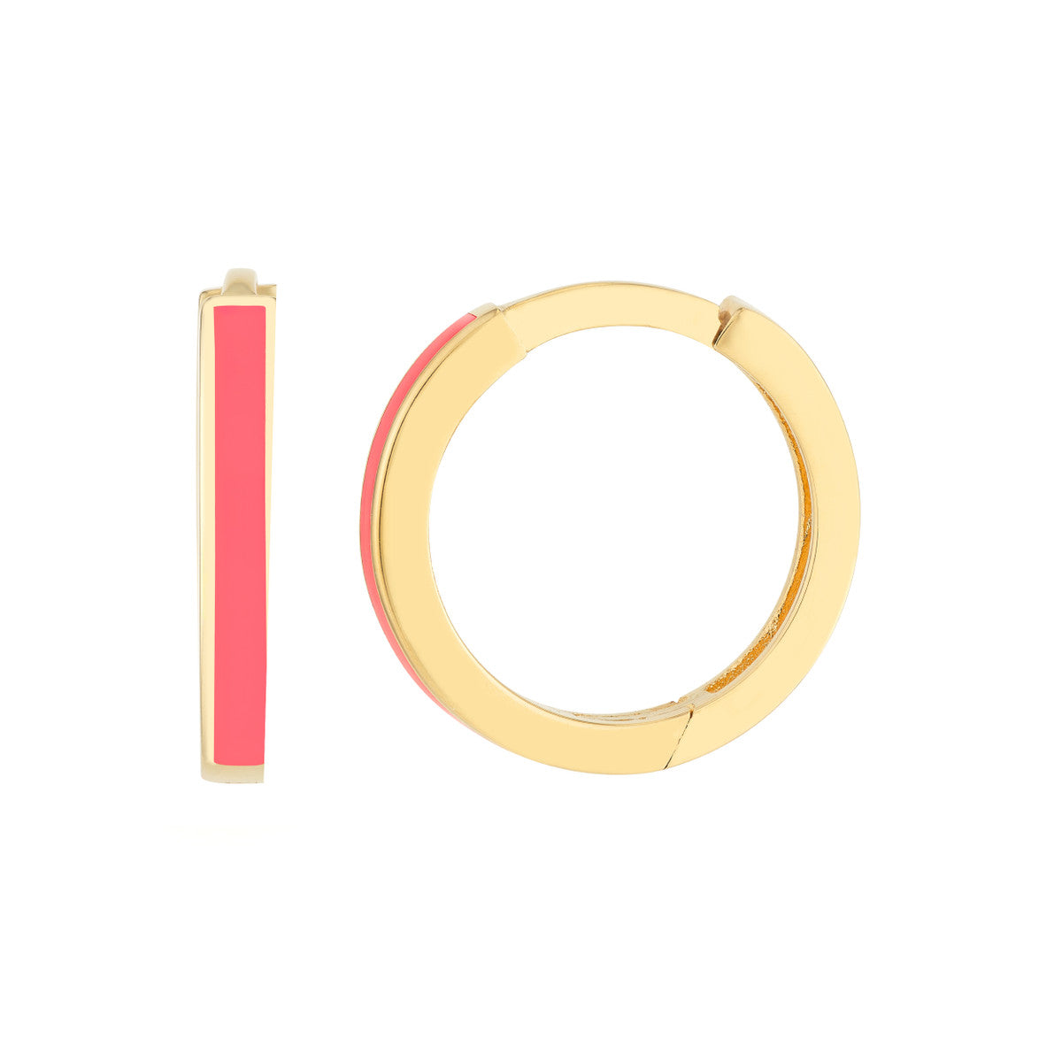 Enamel Huggies 14K Yellow Gold