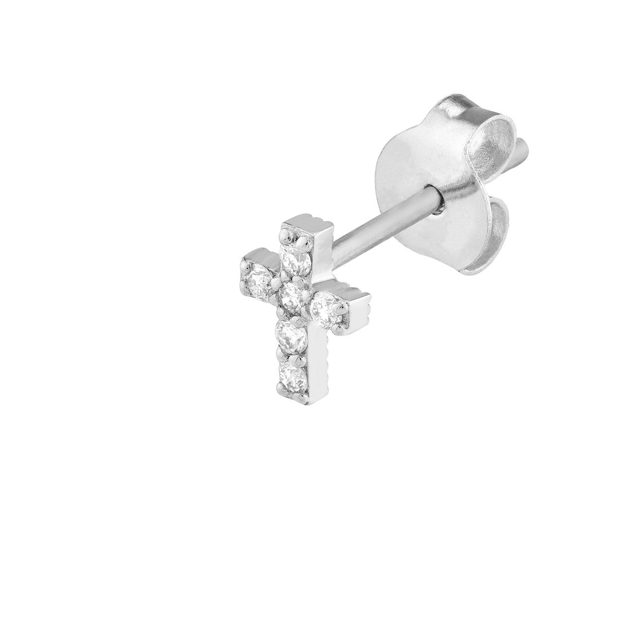 1/10tcw Diamond Cross Stud Earrings 14K Gold