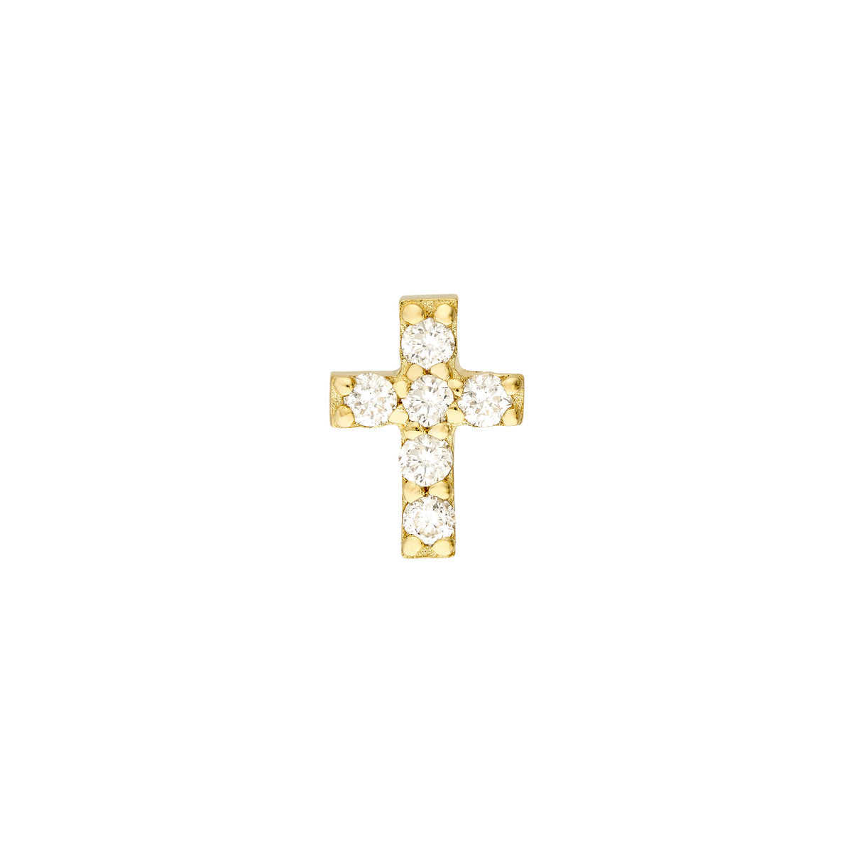 1/10tcw Diamond Cross Stud Earrings 14K Gold