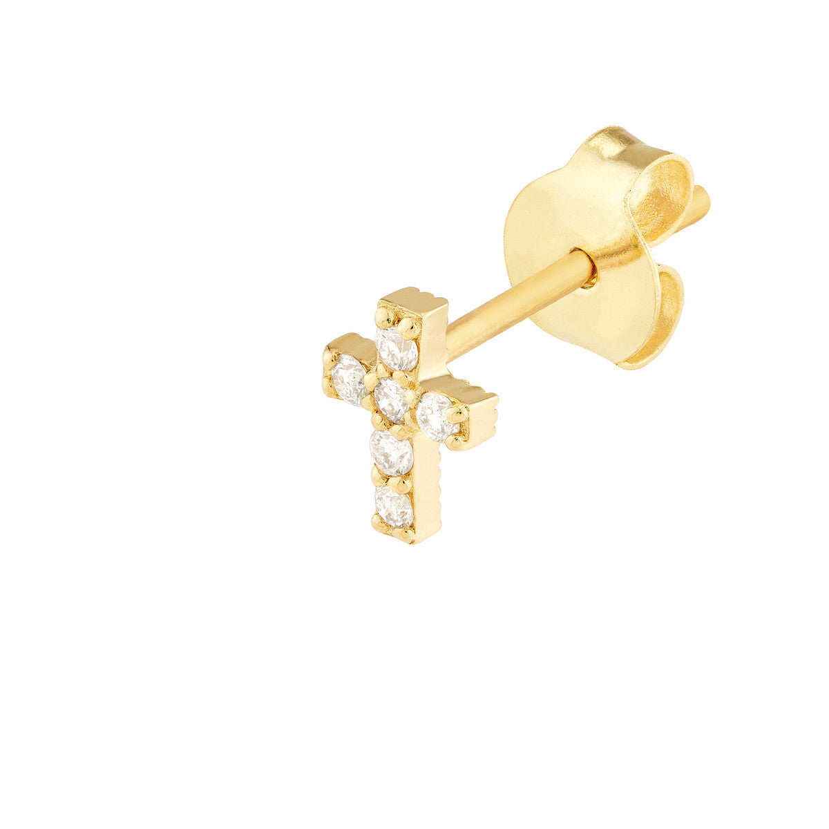 1/10tcw Diamond Cross Stud Earrings 14K Gold