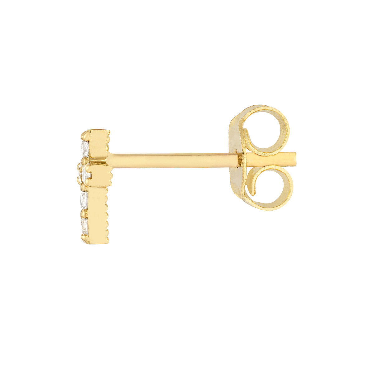 1/10tcw Diamond Cross Stud Earrings 14K Gold