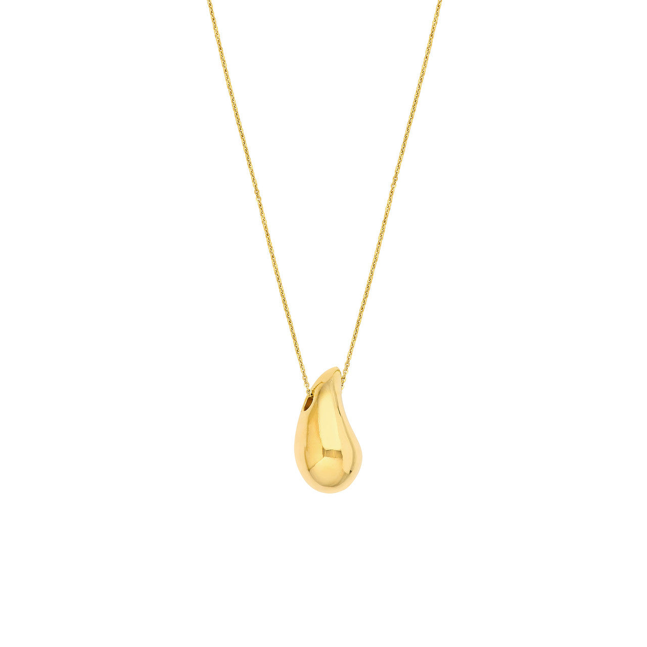 Puff Art Teardrop Dome Necklace 14k Yellow Gold