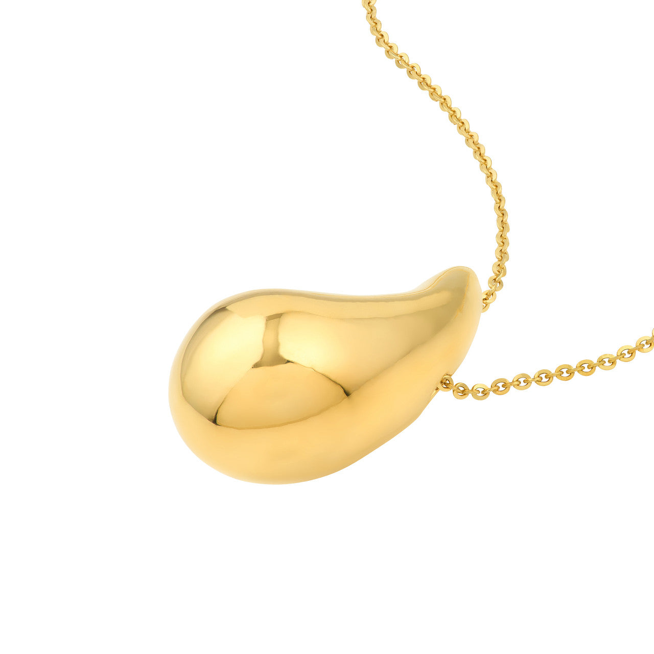Puff Art Teardrop Dome Necklace 14k Yellow Gold