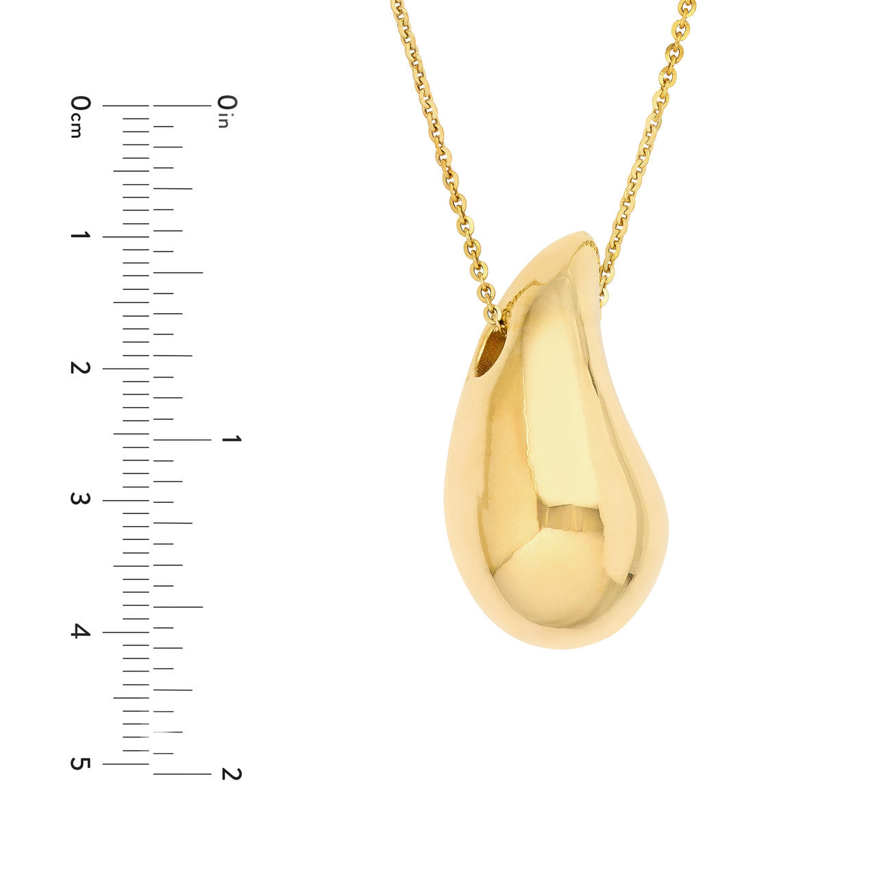 Puff Art Teardrop Dome Necklace 14k Yellow Gold