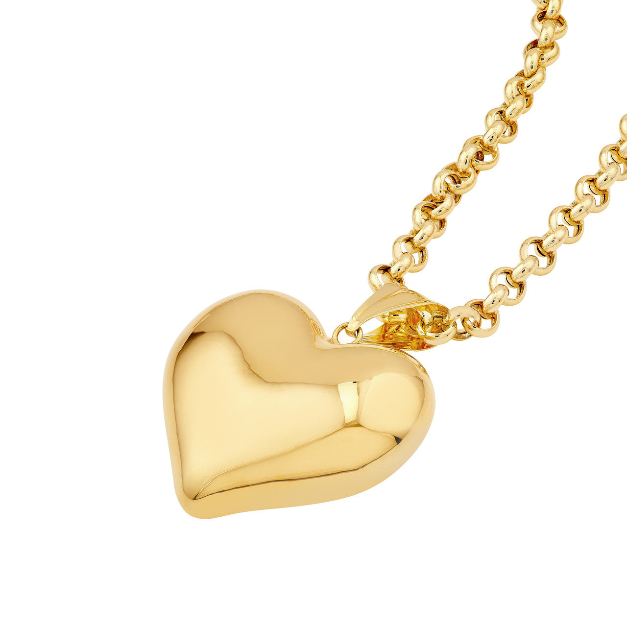 Large Puffed Heart Pendant in 14K Yellow Gold