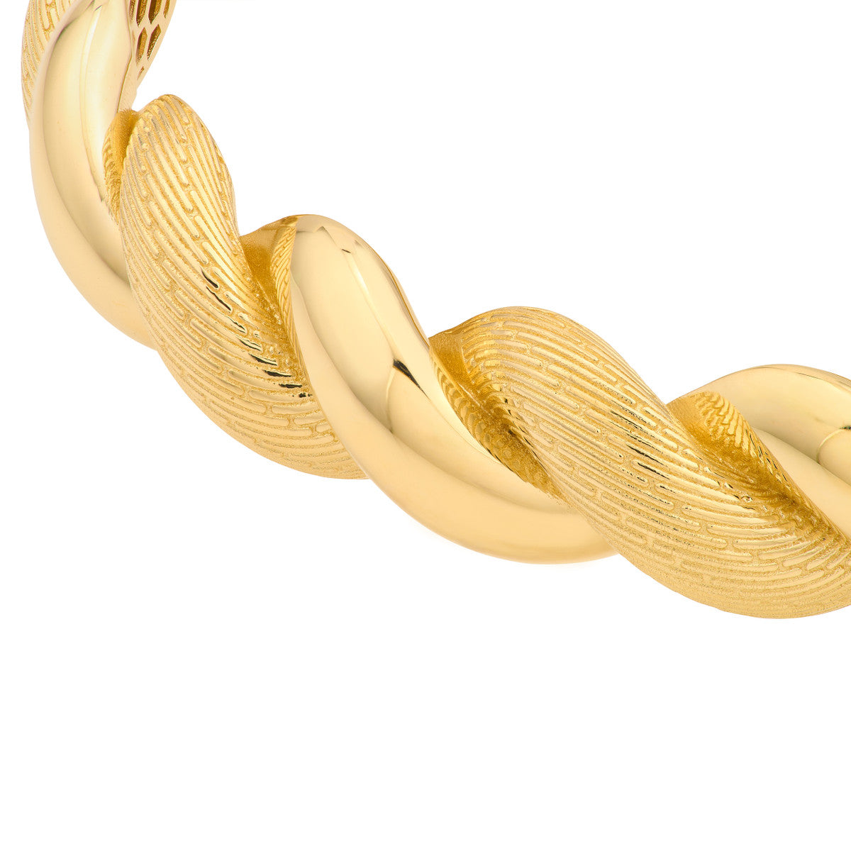 Textured and Polished Twist Bangle Bracelet 14K Yellow Gold