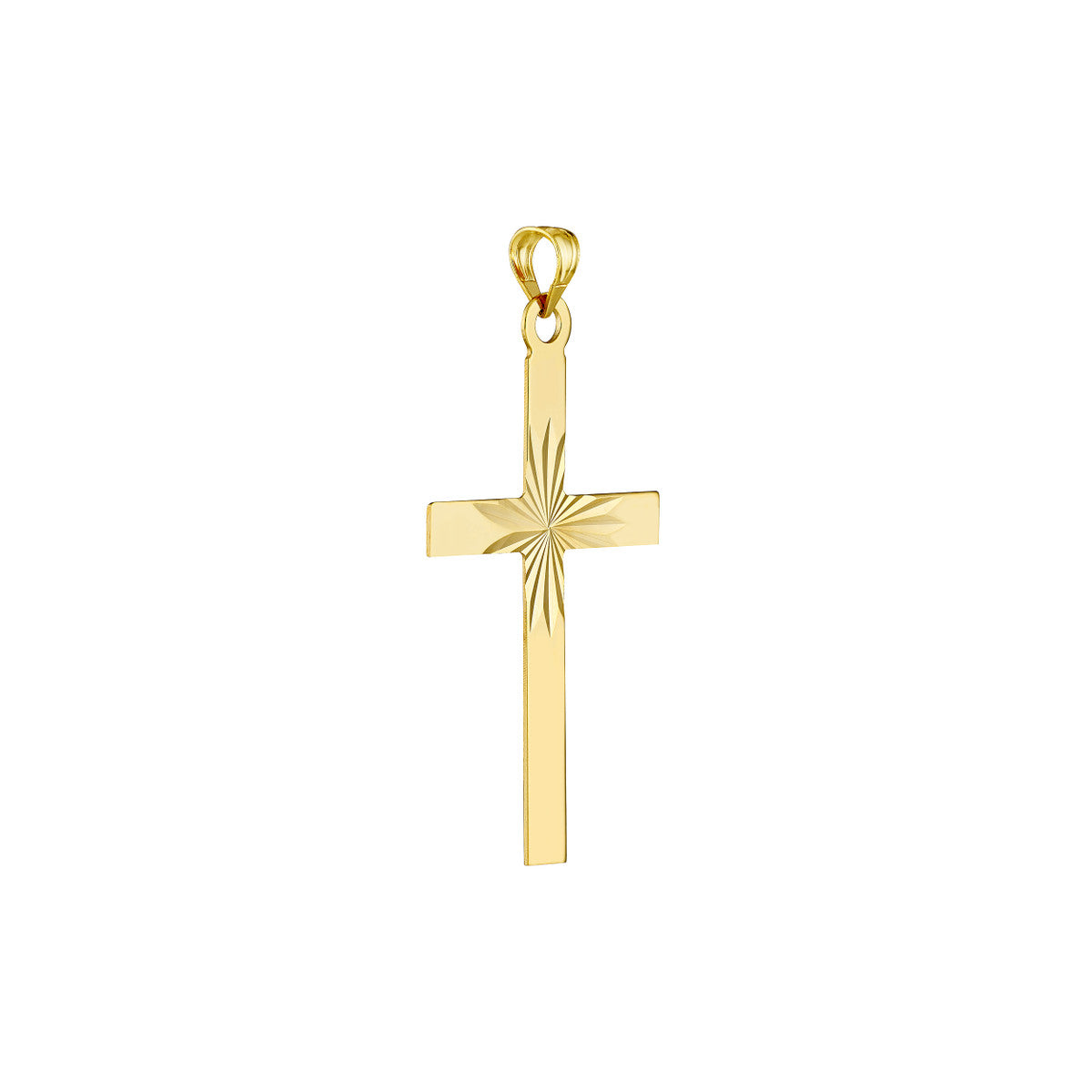 Diamond Cut Center Cross Pendant Only 14K Yellow Gold