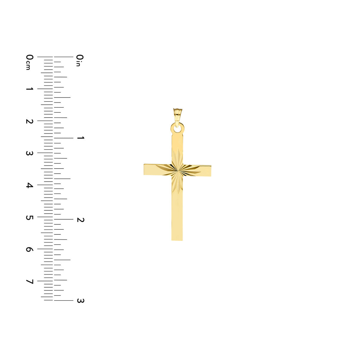 Diamond Cut Center Cross Pendant Only 14K Yellow Gold