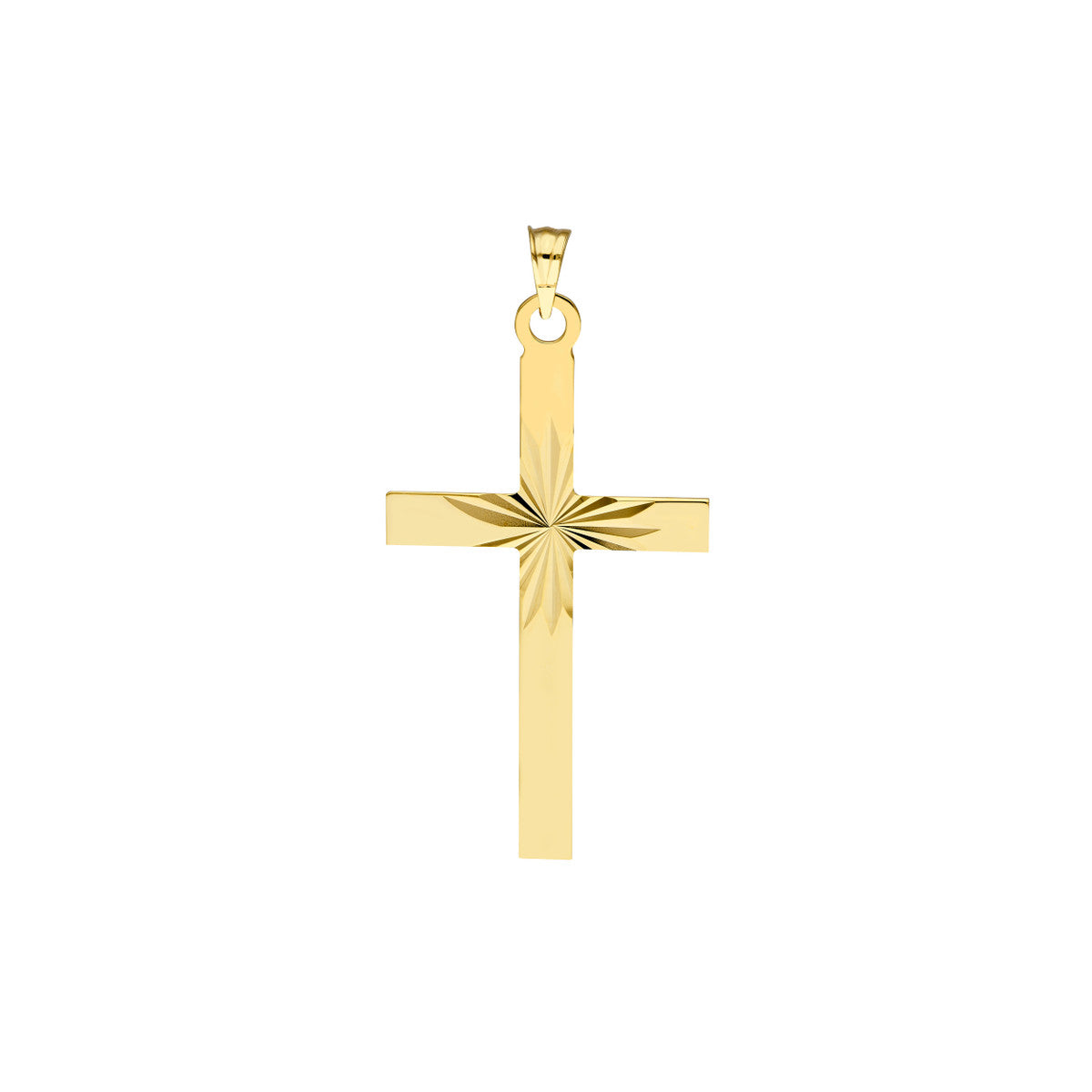 Diamond Cut Center Cross Pendant Only 14K Yellow Gold