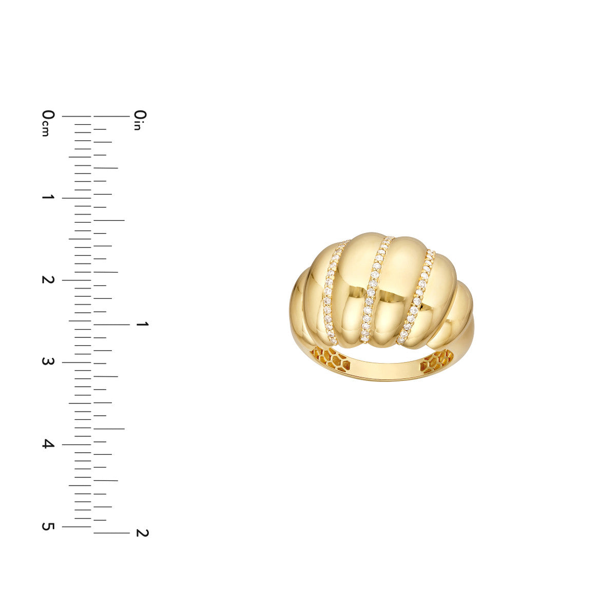 Diamond Twisted Dome Ring 14K Yellow Gold