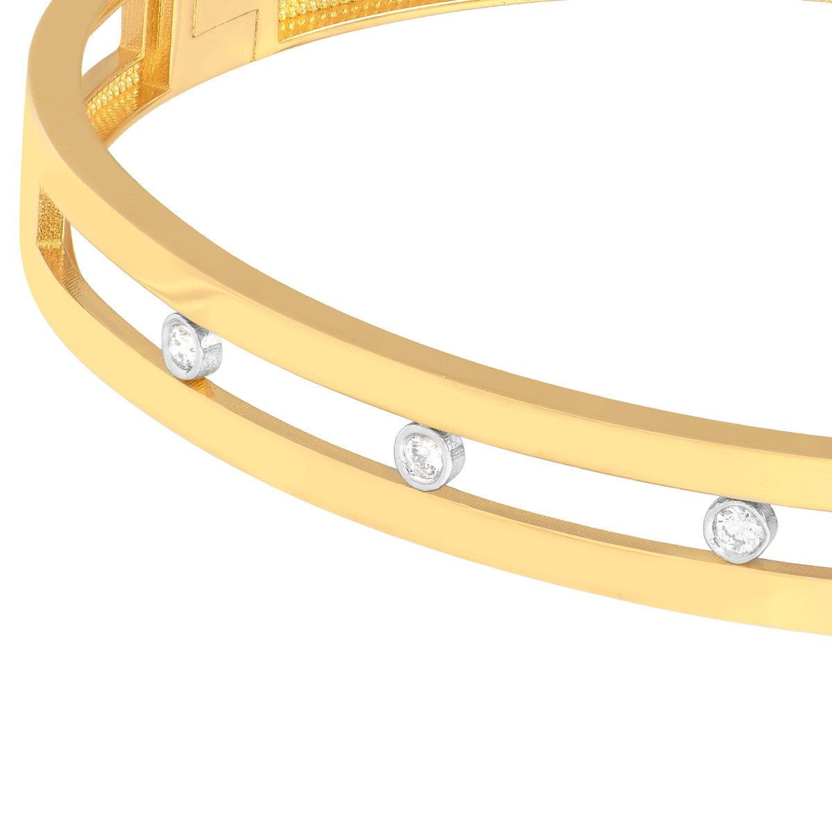 Diamond Bezel Open Bangle 14K Two-tone Gold