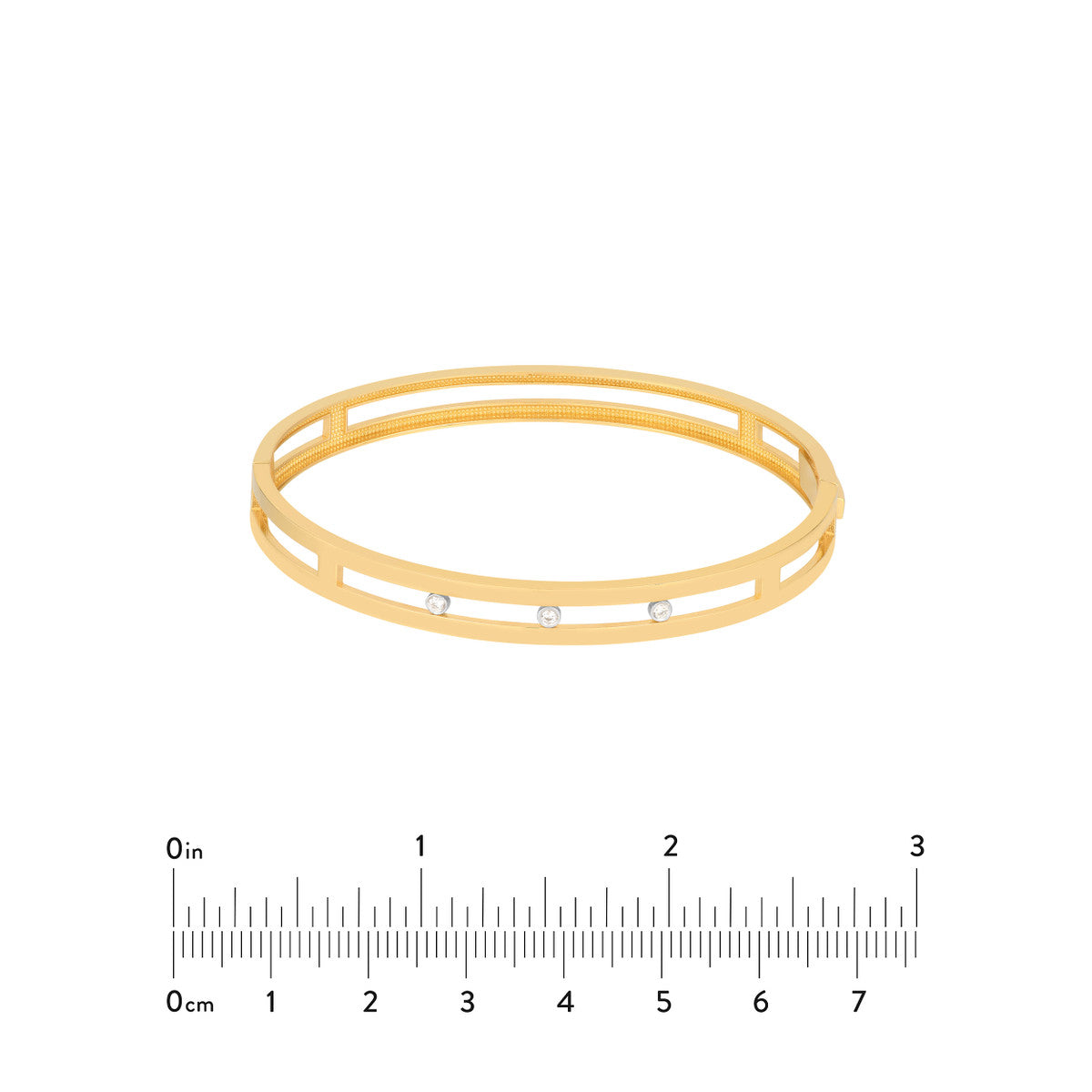 Diamond Bezel Open Bangle 14K Two-tone Gold