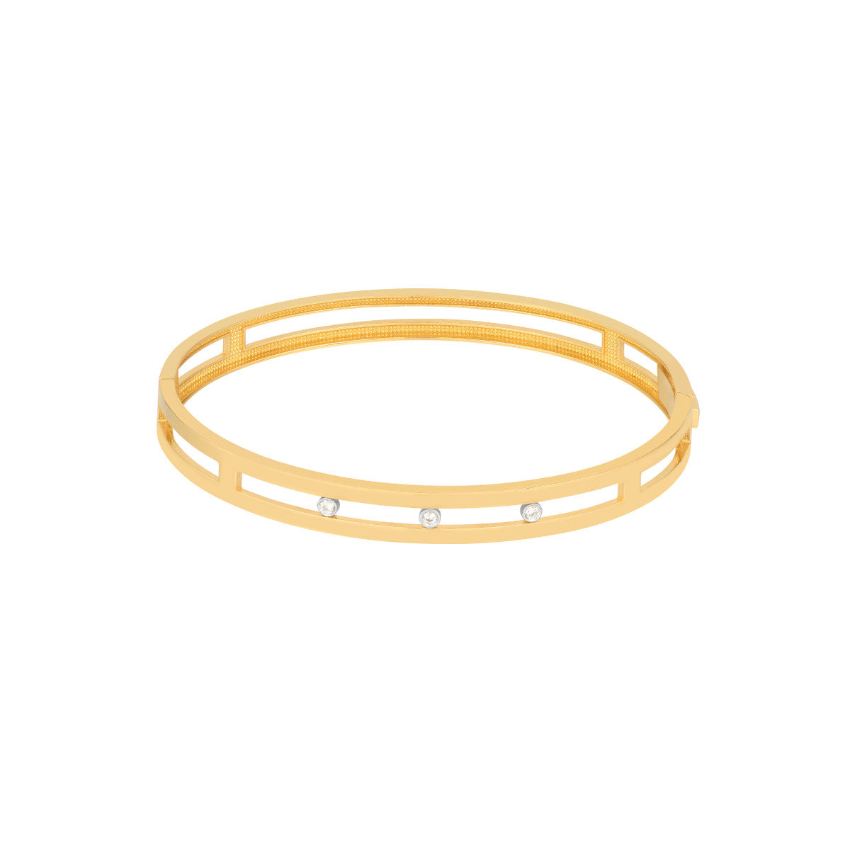 Diamond Bezel Open Bangle 14K Two-tone Gold