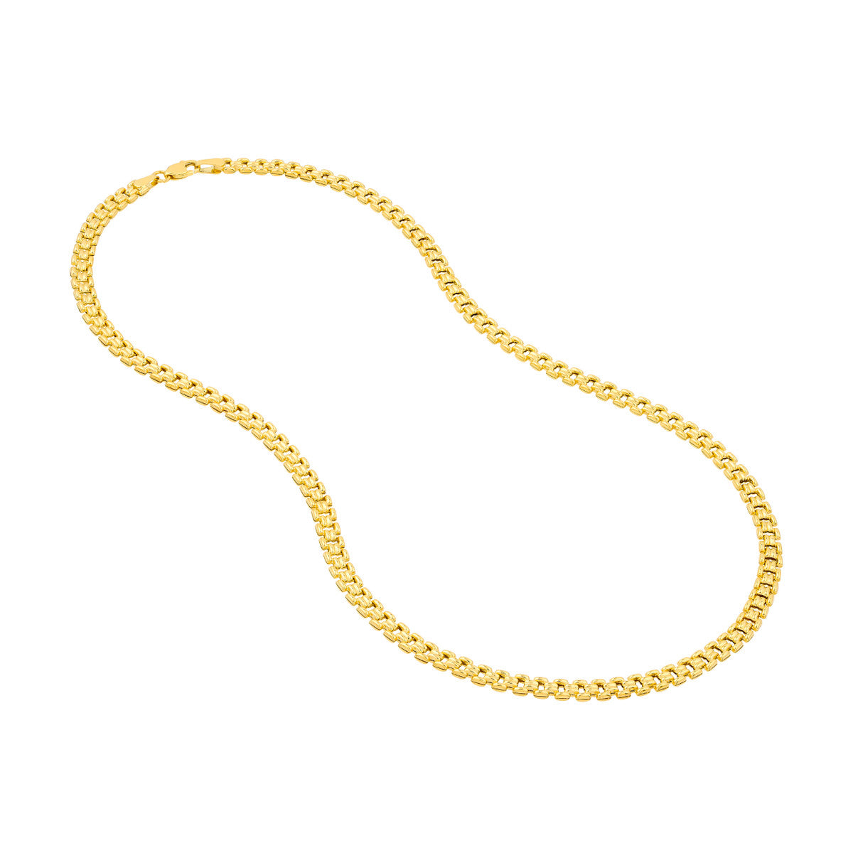 Polished Railroad Link Chain 14K Yellow Gold
