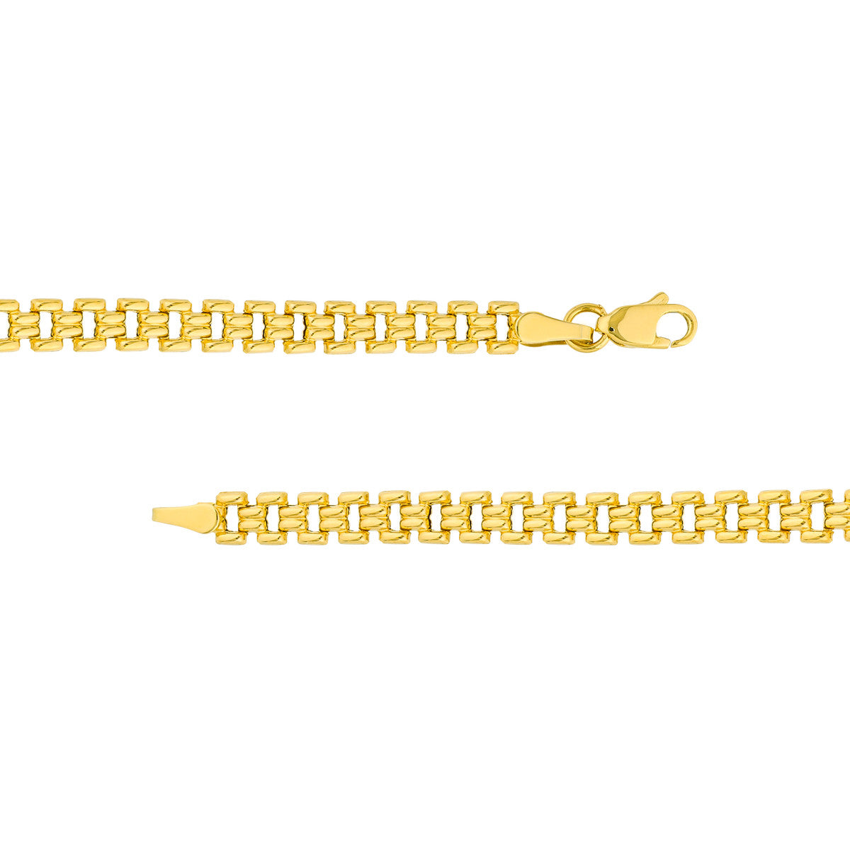 Polished Railroad Link Chain 14K Yellow Gold