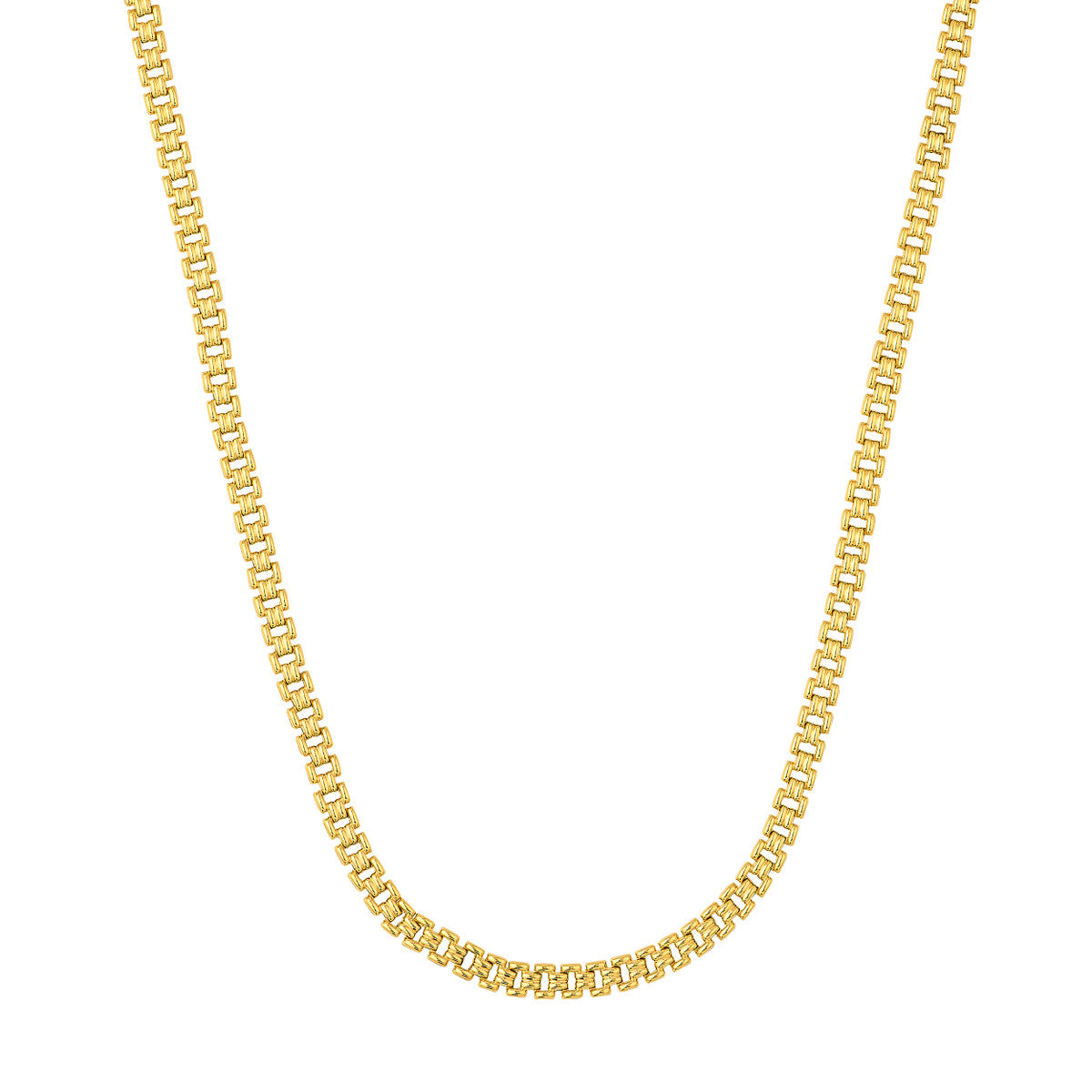 Polished Railroad Link Chain 14K Yellow Gold