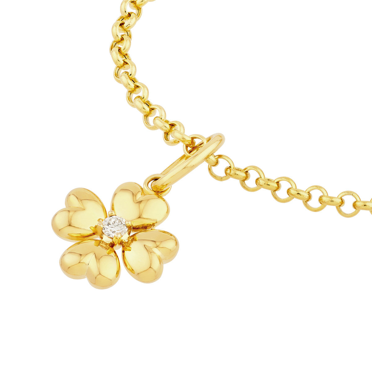 Puff Flower Charm Pendant in 14K Yellow Gold