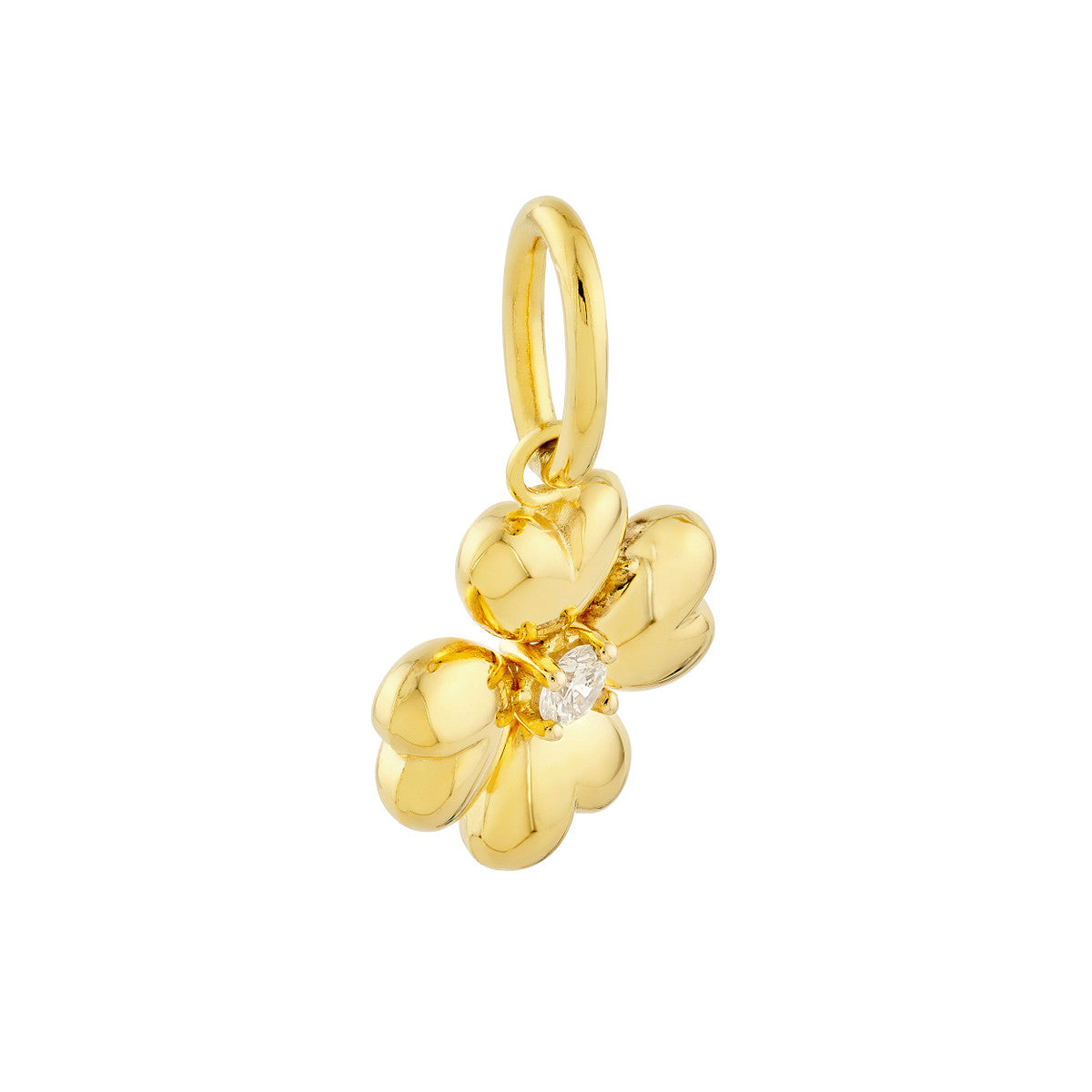 Puff Flower Charm Pendant in 14K Yellow Gold