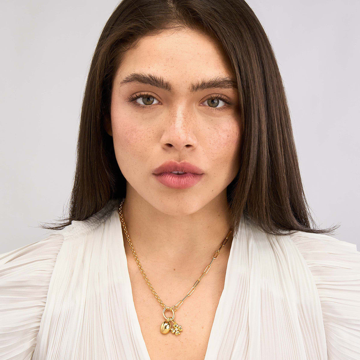 Puff Flower Charm Pendant in 14K Yellow Gold