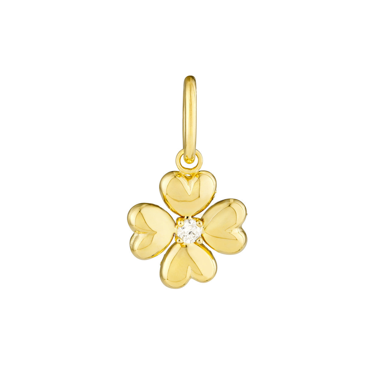 Puff Flower Charm Pendant in 14K Yellow Gold