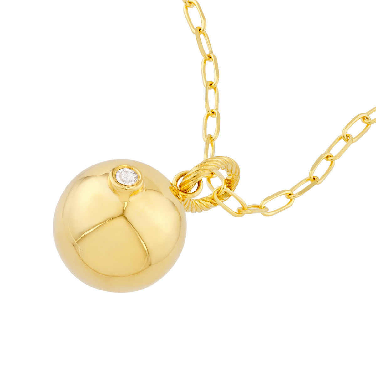 Diamond Circle Bead Charm in 14K Yellow Gold