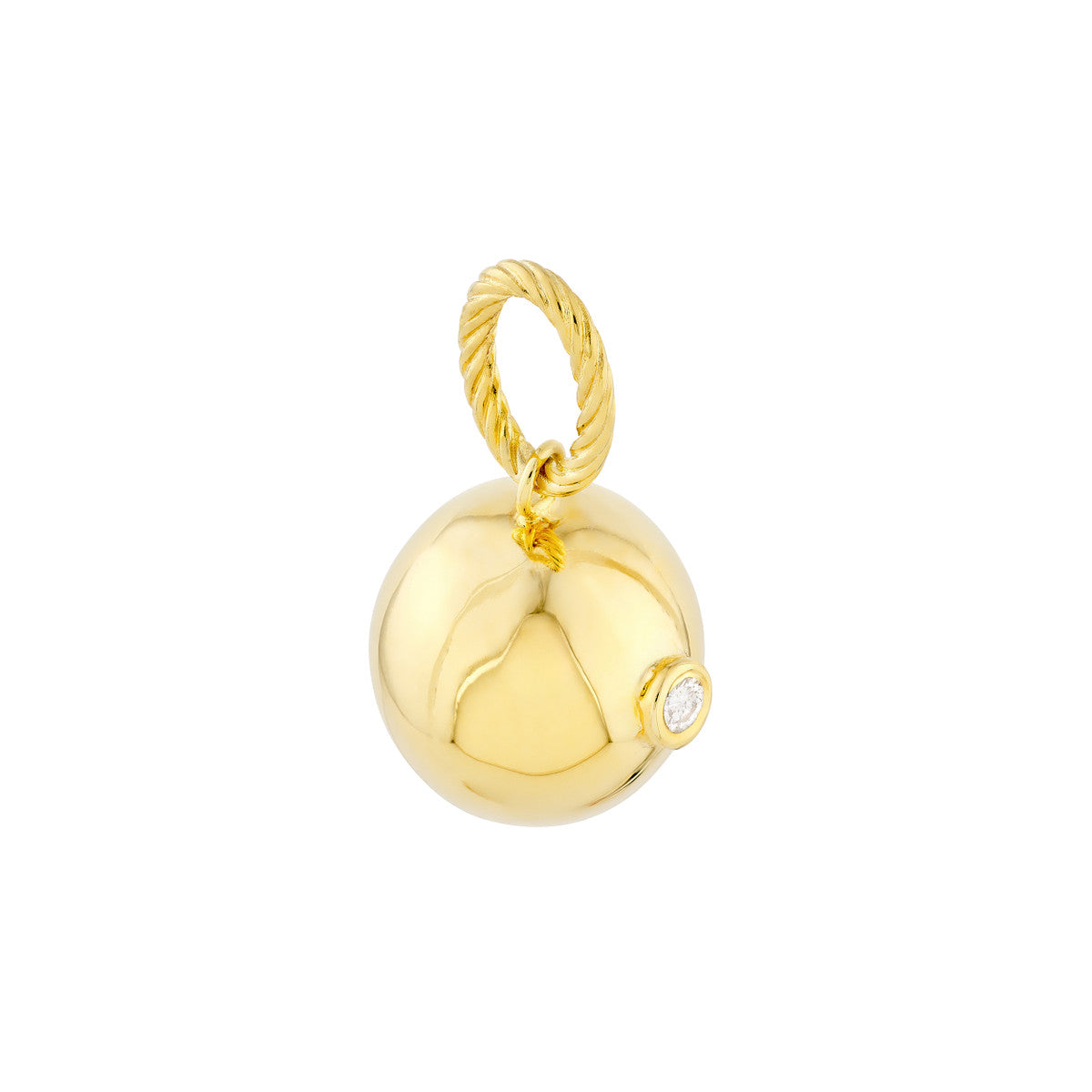 Diamond Circle Bead Charm in 14K Yellow Gold