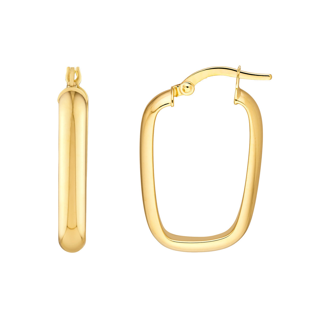 Polished Rectangle Hoop Earrings in 14K Yellow Gold
