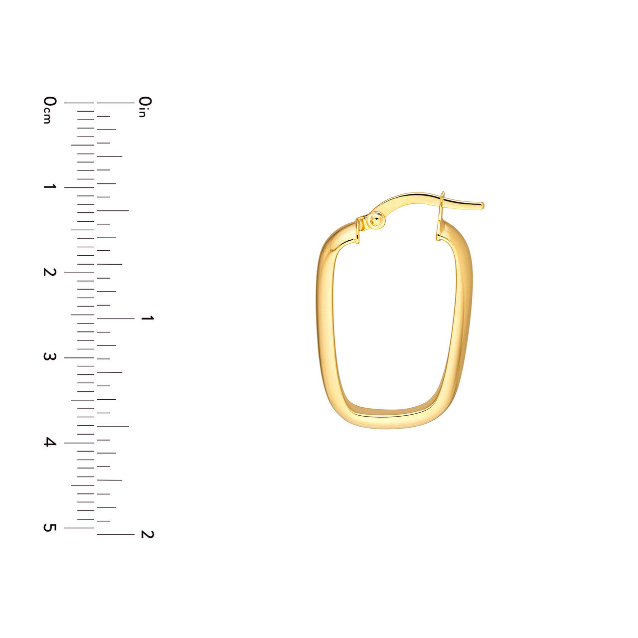 Polished Rectangle Hoop Earrings in 14K Yellow Gold
