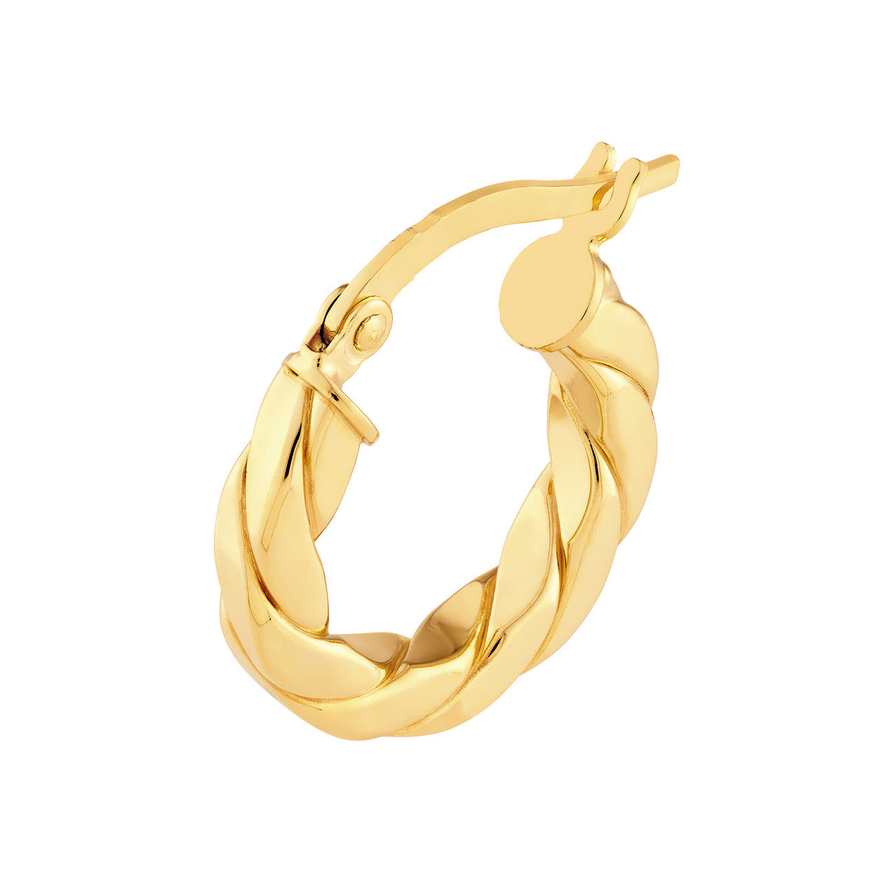 10mm Twist Square Tube Hoop Earrings in 14K Yellow Gold