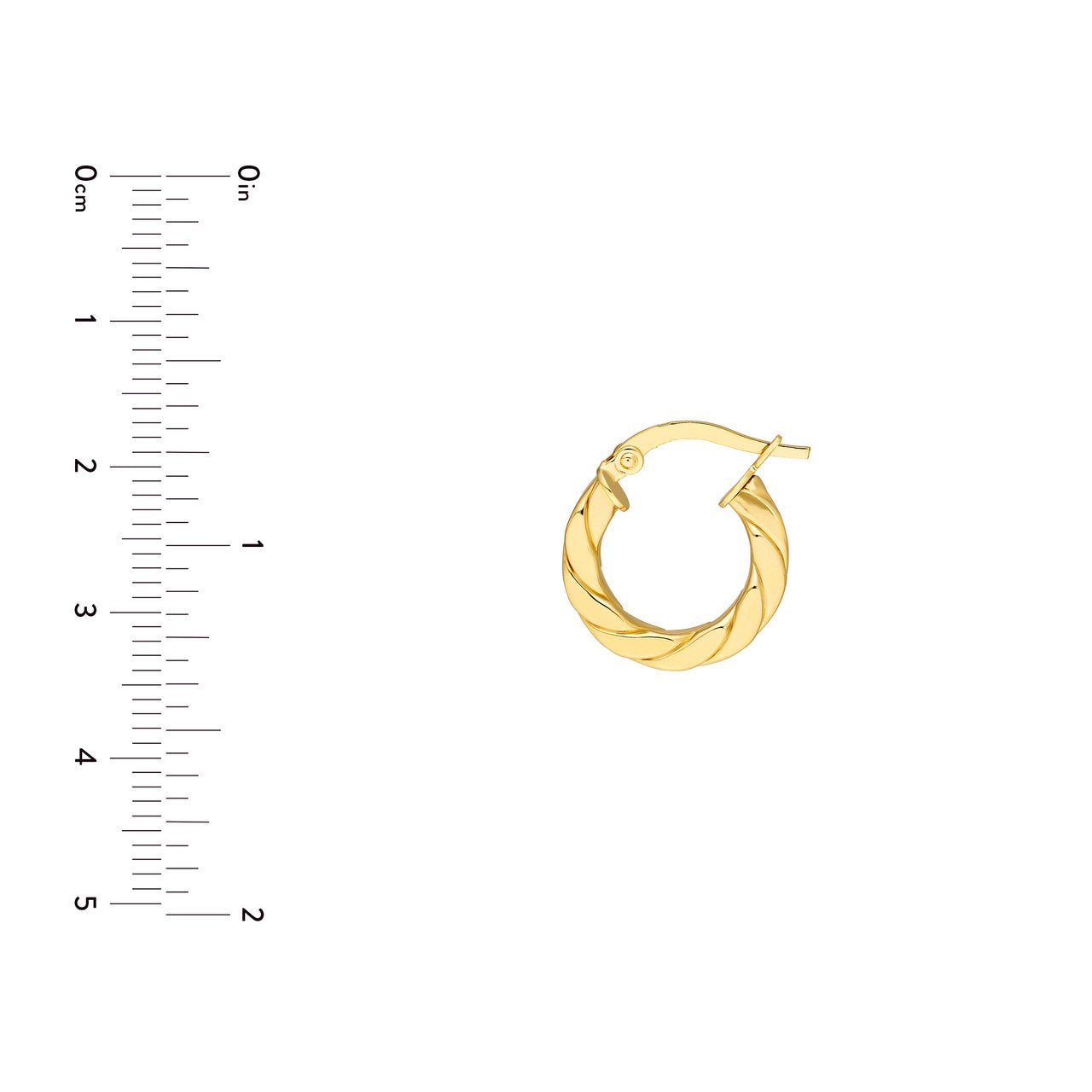 10mm Twist Square Tube Hoop Earrings in 14K Yellow Gold