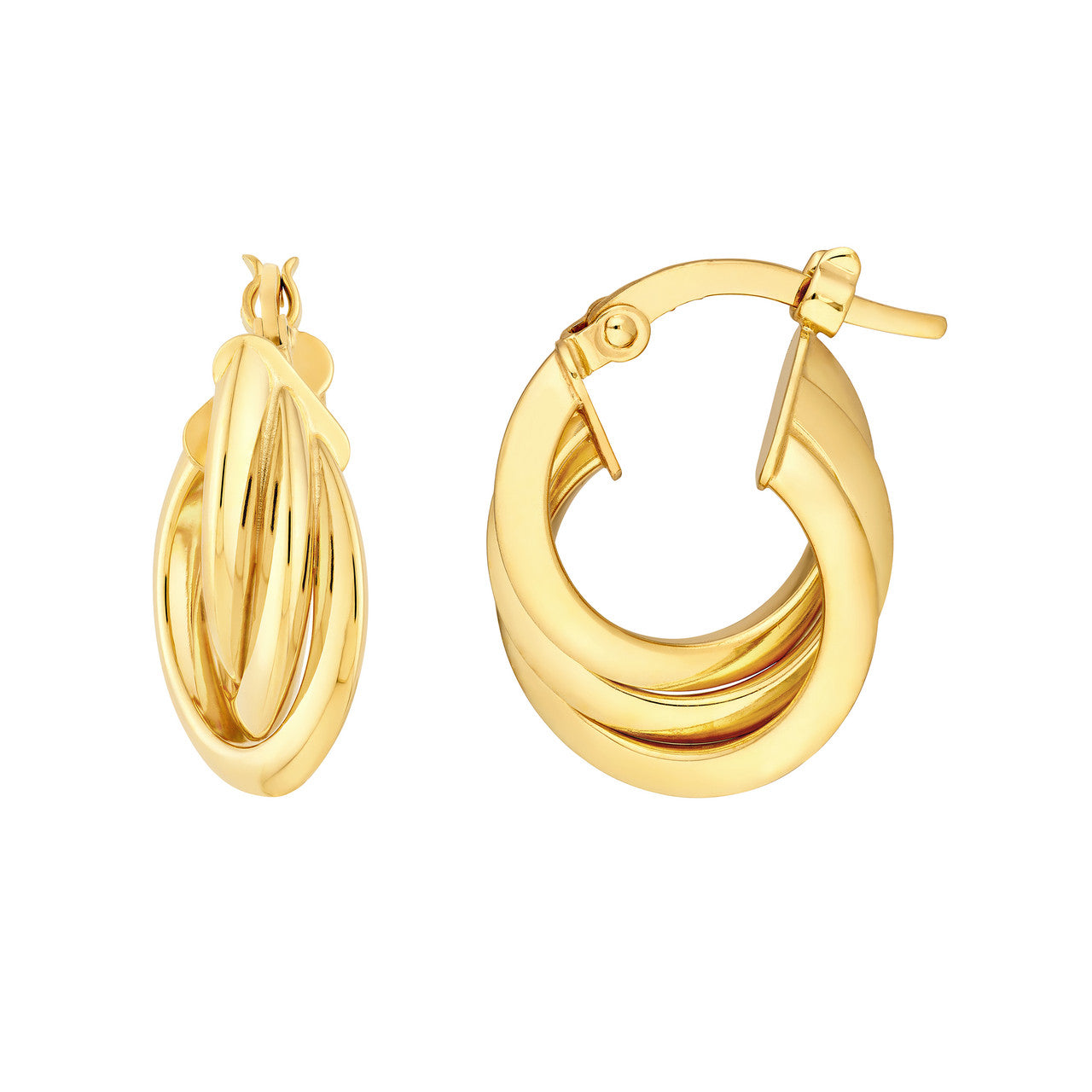 10mm Triple Round Hoop Earrings in 14K Yellow Gold
