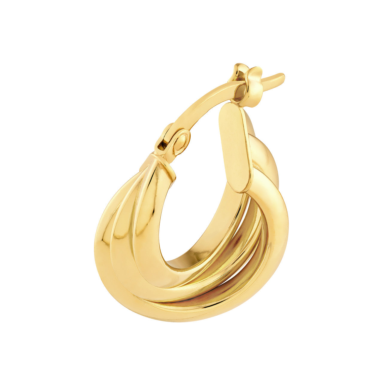 10mm Triple Round Hoop Earrings in 14K Yellow Gold