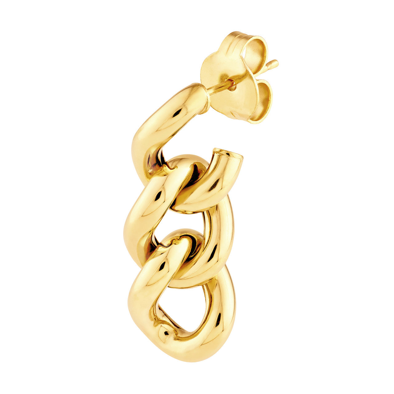 Triple Curb Link Dangle Earrings 14K Yellow Gold