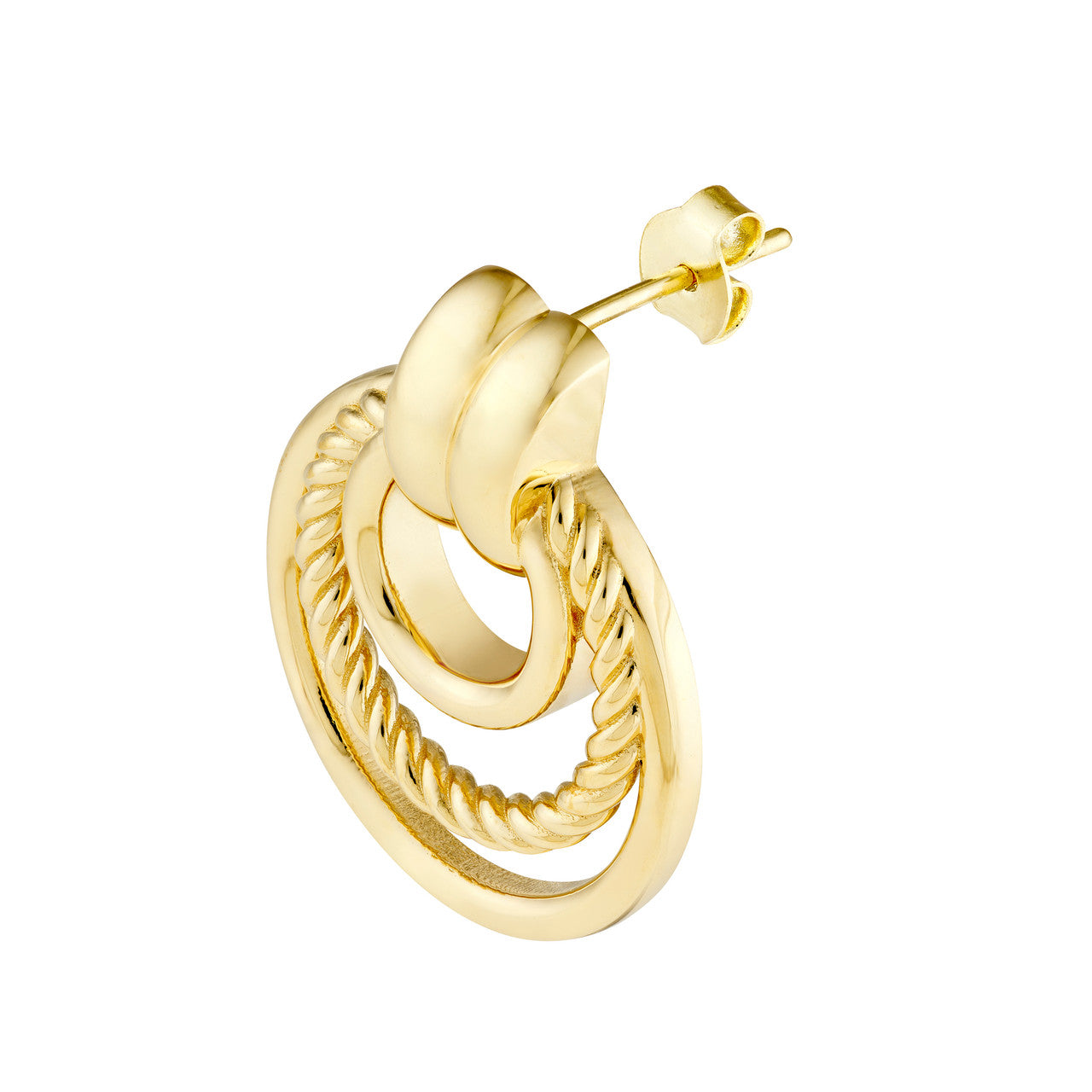 Triple Rope Hoop Dangle Earrings 14K Yellow Gold