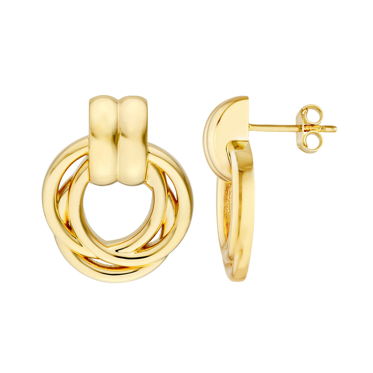Polished Triple Hoop Dangle Earrings 14K Yellow Gold