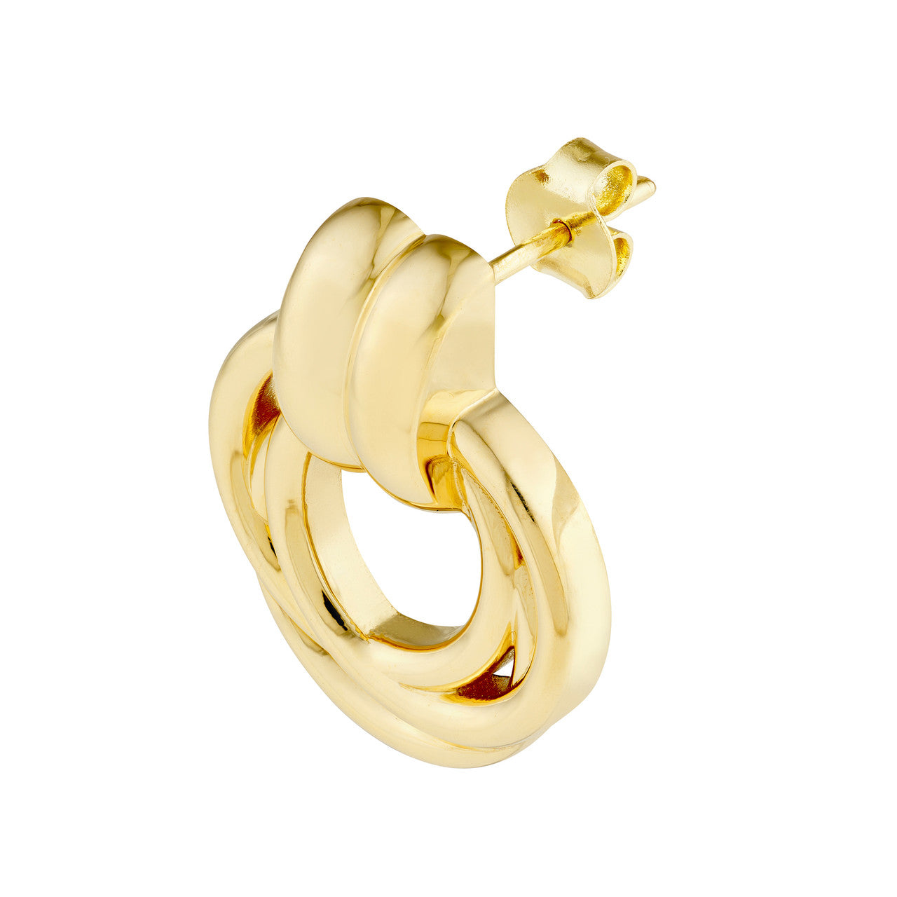 Polished Triple Hoop Dangle Earrings 14K Yellow Gold