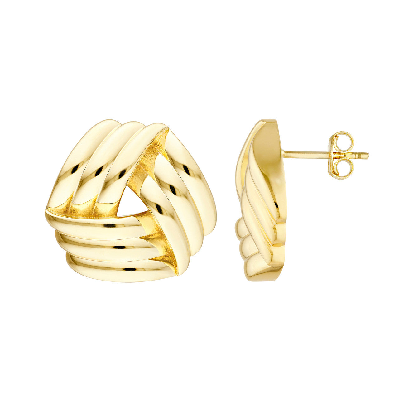 Polished Triple Weave Earrings 14K Yellow Gold