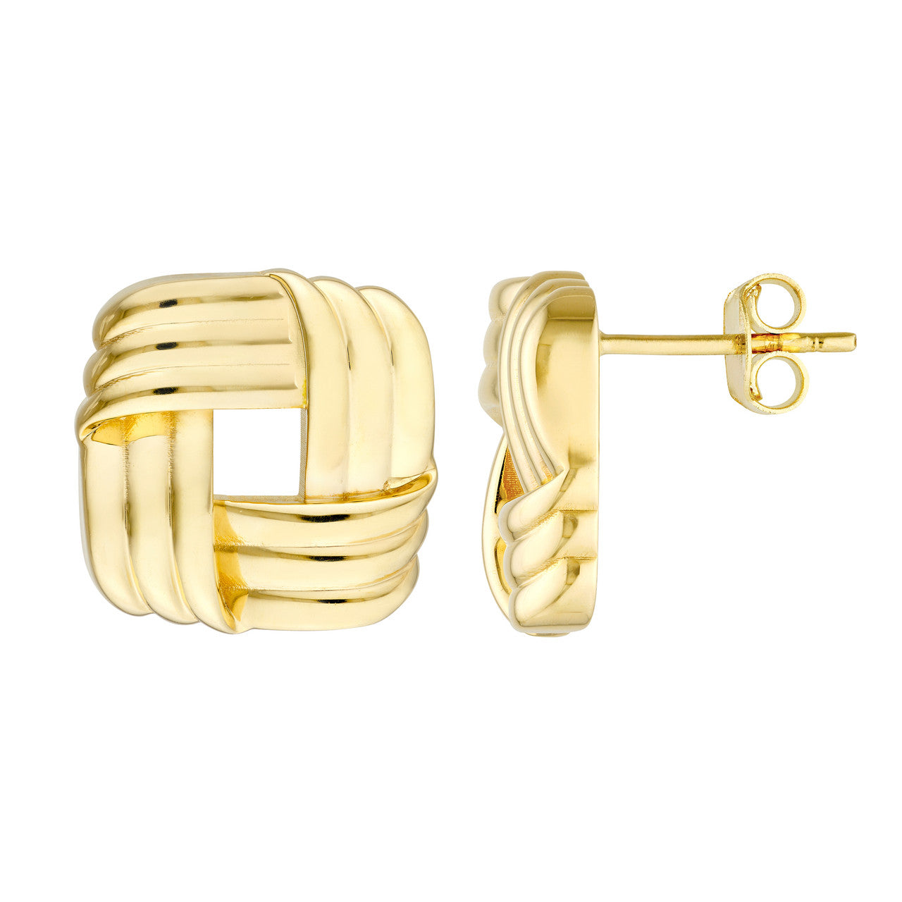 Squared Triple Weave Earrings 14K Yellow Gold