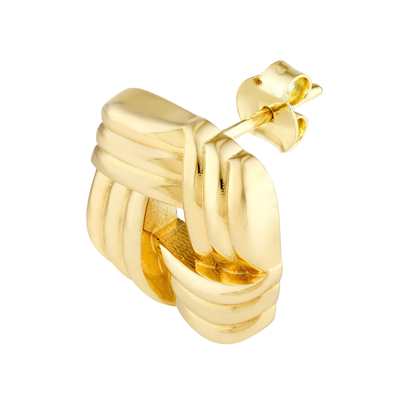 Squared Triple Weave Earrings 14K Yellow Gold