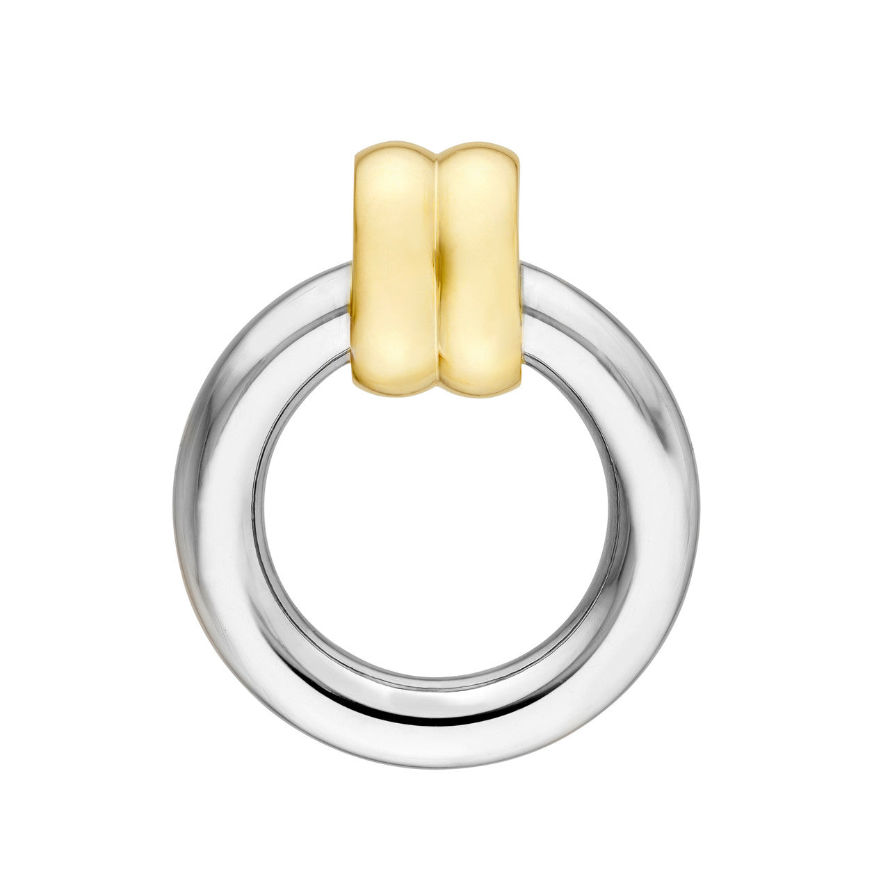 Two-Tone Dangle Hoop Earrings 14K Gold